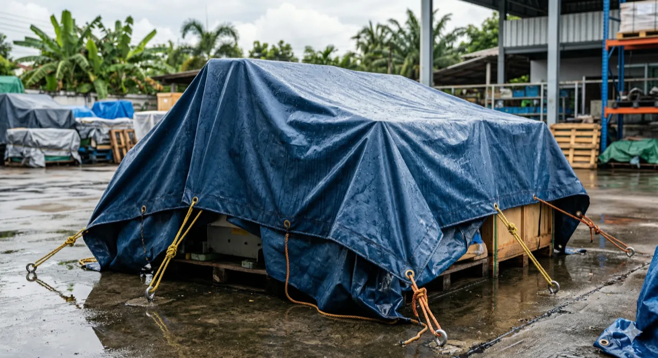 ตัวอย่างผ้าใบ PVC คลุมสินค้า