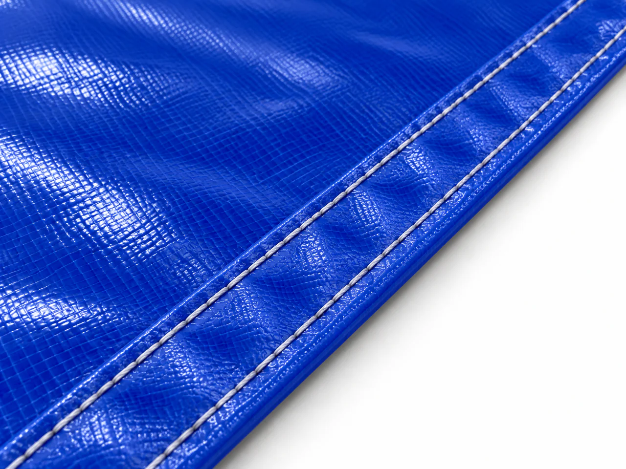 ขั้นที่ 2 เย็บริม 2 เข็ม ริมผ้าใบ PVC ใยแก้ว Standard ระยะใกล้